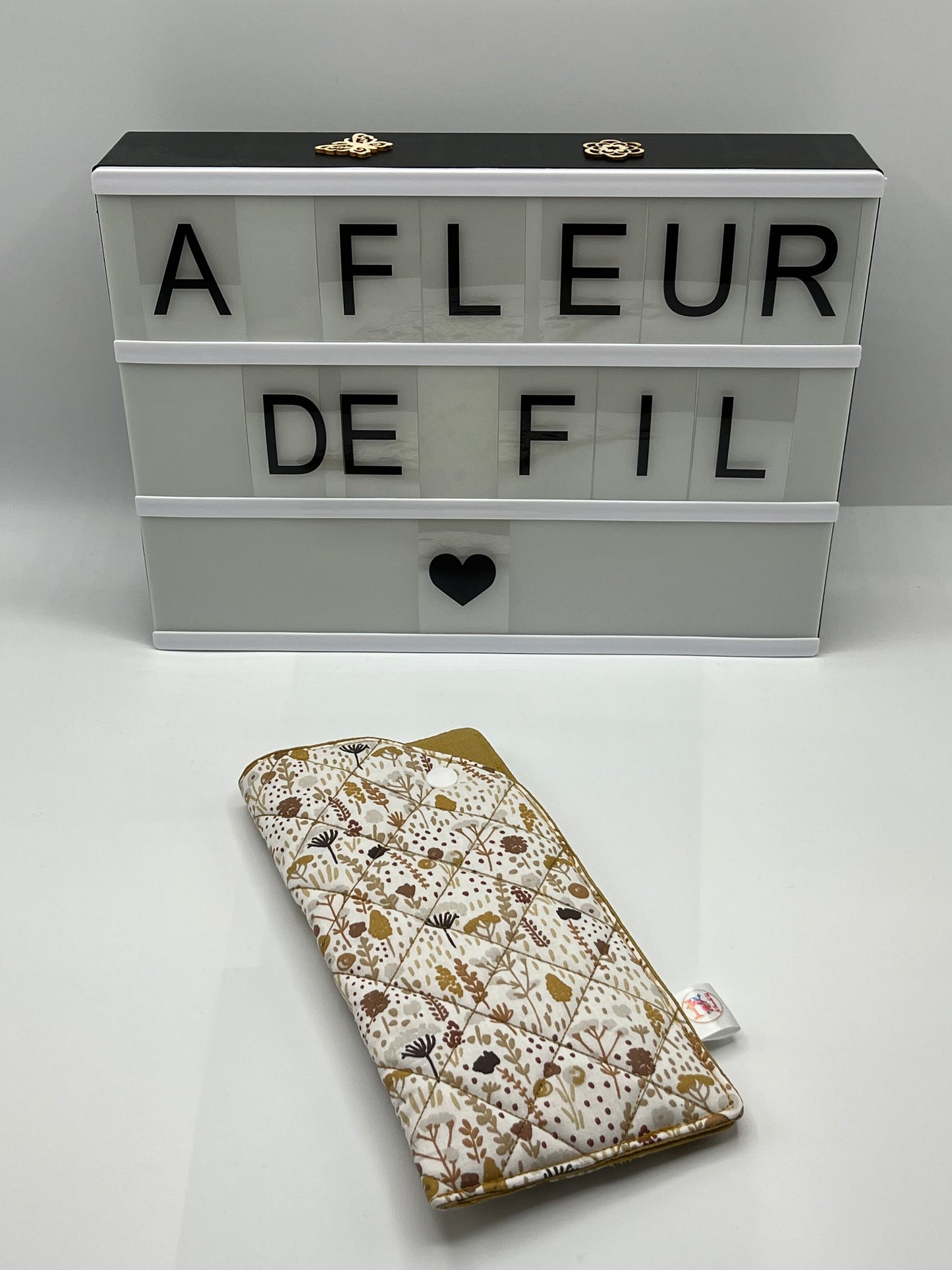 ~ Etui à lunettes ~ Tulipe fleurs moutardes ~